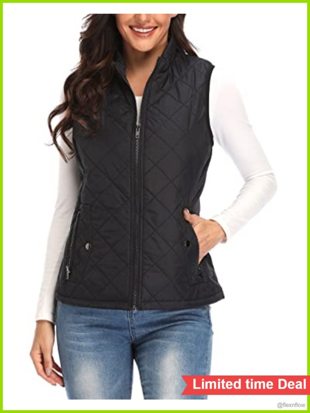 Sleeveless Quilted Padded Gilet Vest with Zipper Pockets